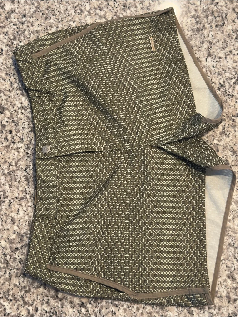 Parke & Ronen Olive Green Patterned Crewneck Sweater